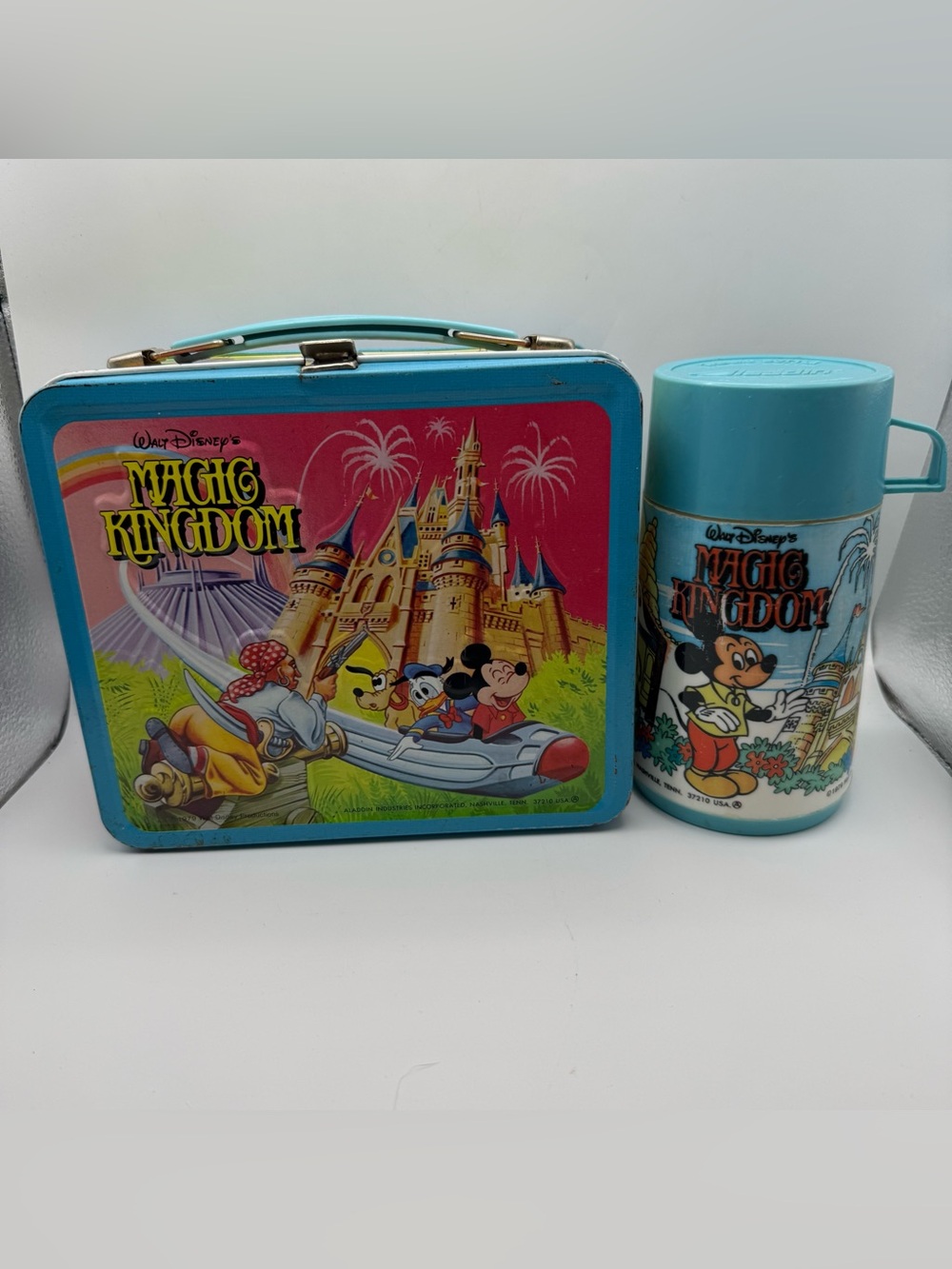 Disneyland Magic Kingdom / Wonderful World Vintage Metal Lunchbox With Thermos